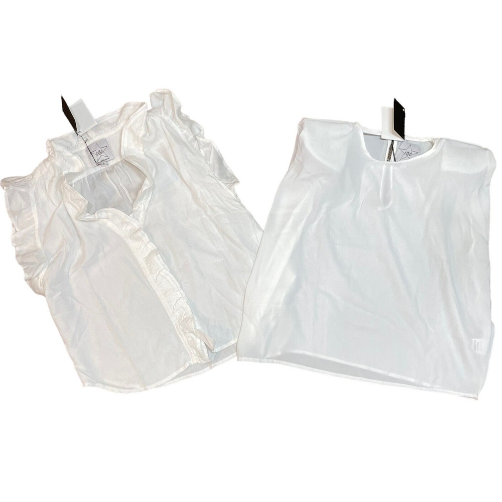 AREA STARS NWT Lot Of 2 White Tops Size Small Ruffle Top Shoulder Pads